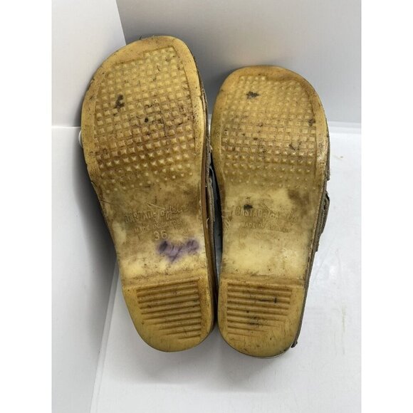 BASTAD ORIGINAL Swedish Wooden Clogs Women's Blue Leather Buckle Slip-on EU 36 6 - Picture 7 of 7